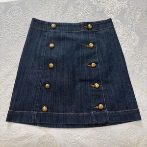 Michael Kors Denim Military Style Button A Line Mini Skirt  Size 0